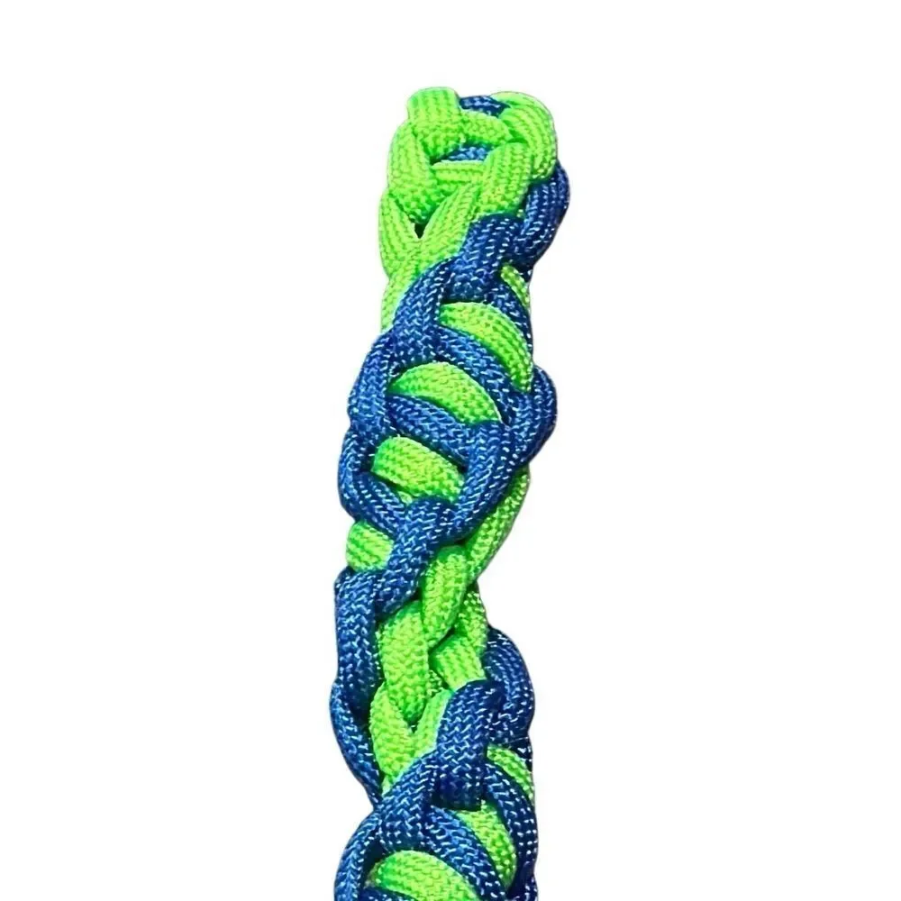 Handmade paracord keychain in a cobra knot DNA pattern